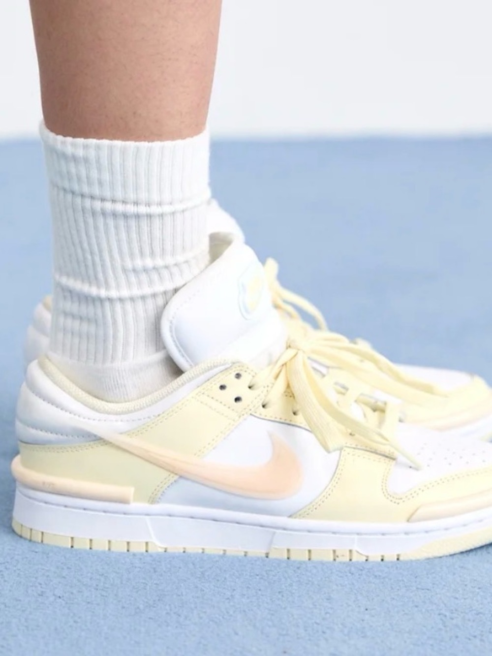 Nike Women's dunk Low twist Sneakers in Pale Yellow and White